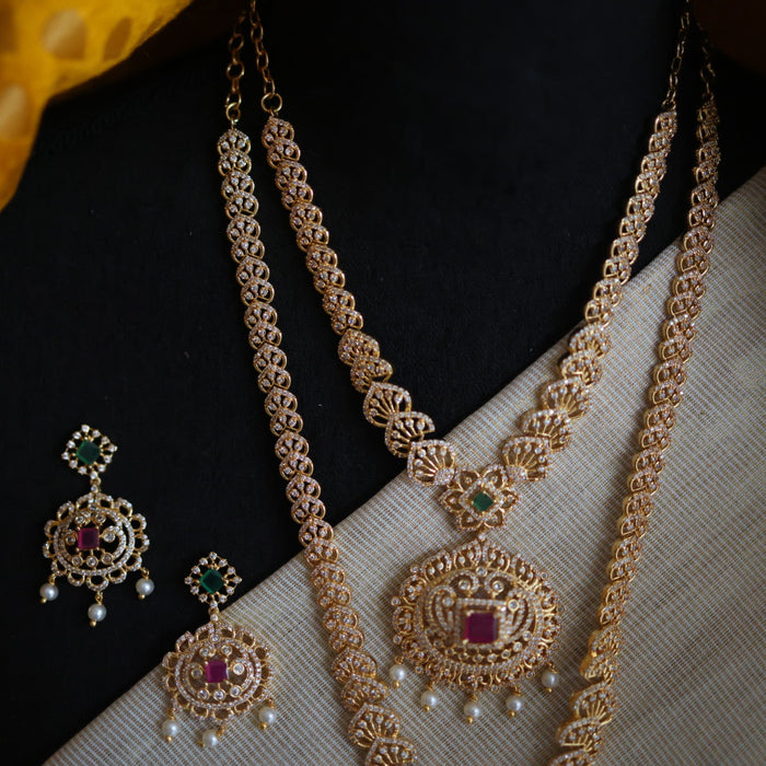 Heritage gold plated long and short necklace with earrings HLS0012