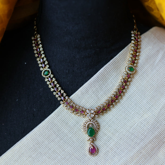 Antique multi stone short necklace with earrings TTS4371