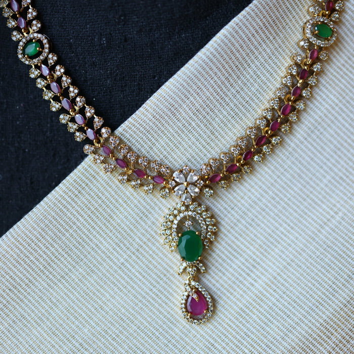 Antique multi stone short necklace with earrings TTS4371