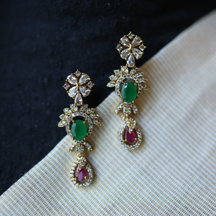 Antique multi stone short necklace with earrings TTS4371