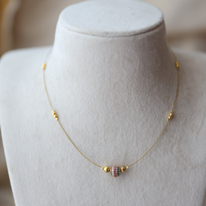 Heritage gold plated invisible short necklace IN9080