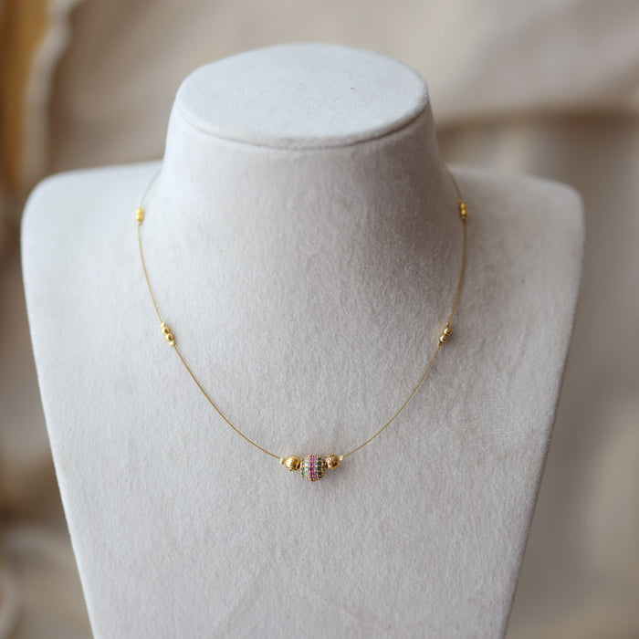 Heritage gold plated invisible short necklace IN9080