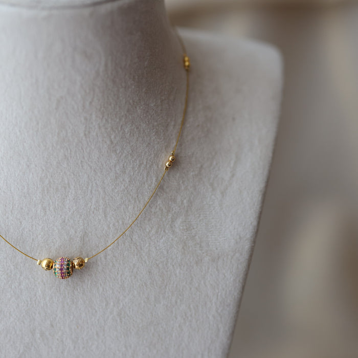 Heritage gold plated invisible short necklace IN9080