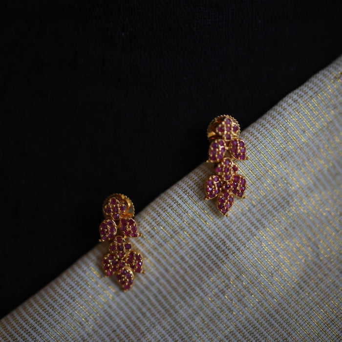 Heritage gold plated long and short ruby stone mango necklace with earrings HLS001