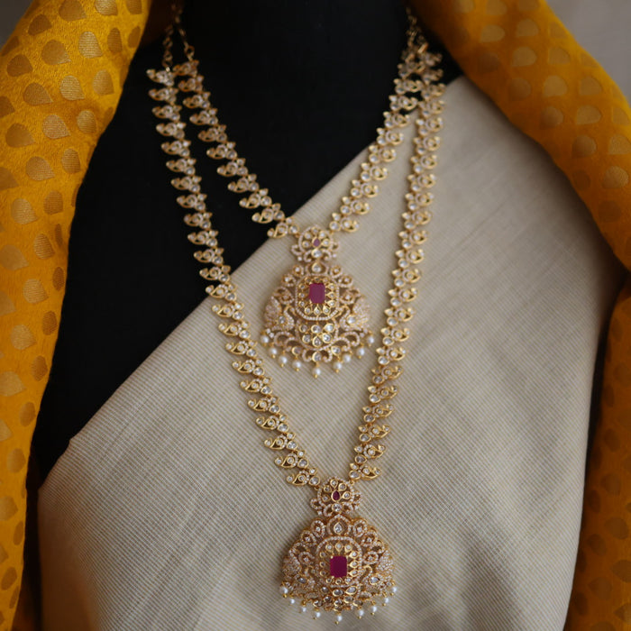 Heritage gold plated long and short necklace with earrings HLS0022