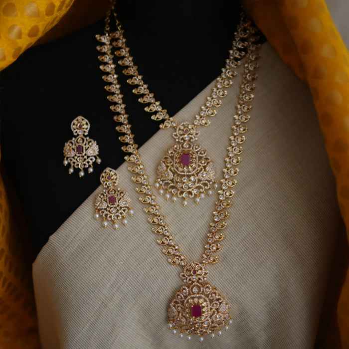 Heritage gold plated long and short necklace with earrings HLS0022