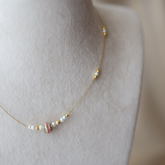 Heritage gold plated invisible short necklace IN9082