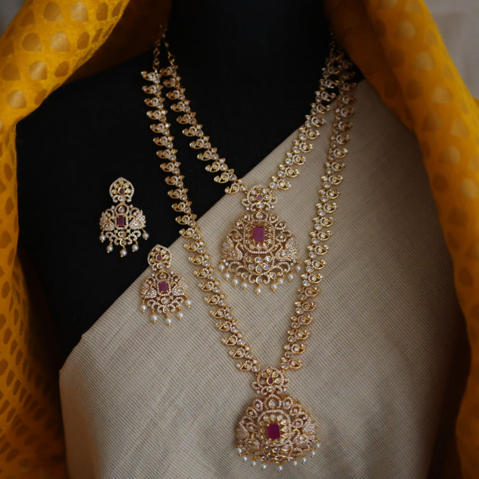 Heritage gold plated long and short necklace with earrings HLS0022
