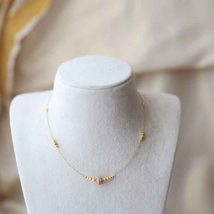 Heritage gold plated invisible short necklace IN9083