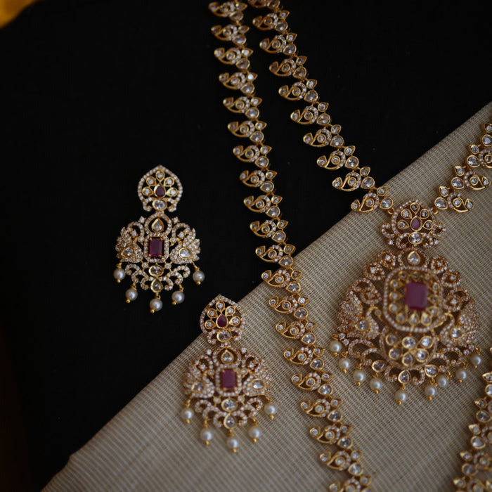 Heritage gold plated long and short necklace with earrings HLS0022