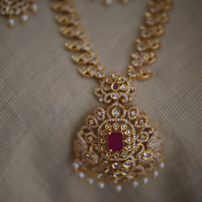 Heritage gold plated long and short necklace with earrings HLS0022