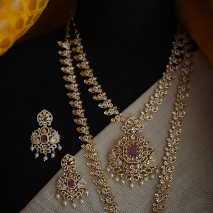 Heritage gold plated long and short necklace with earrings HLS0022