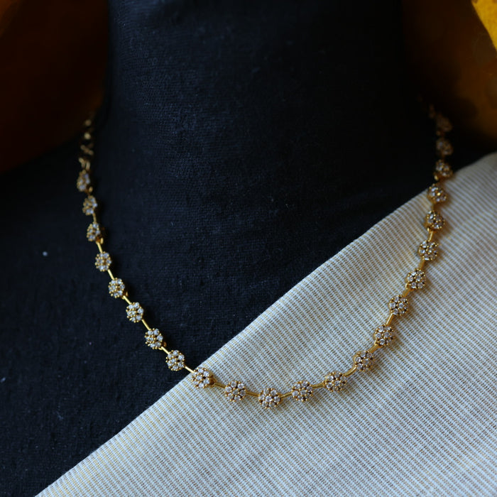 Antique whites stone short necklace with earrings TTS4360