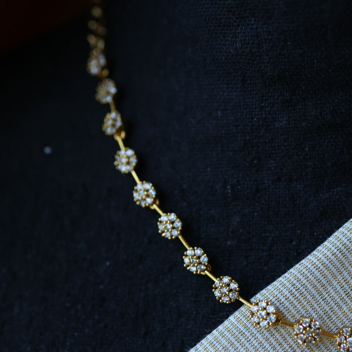 Antique whites stone short necklace with earrings TTS4360