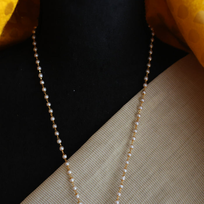 Heritage gold plated pearl pendant padakam long necklace HP6146