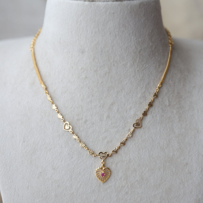 Heritage gold plated short necklace H2732