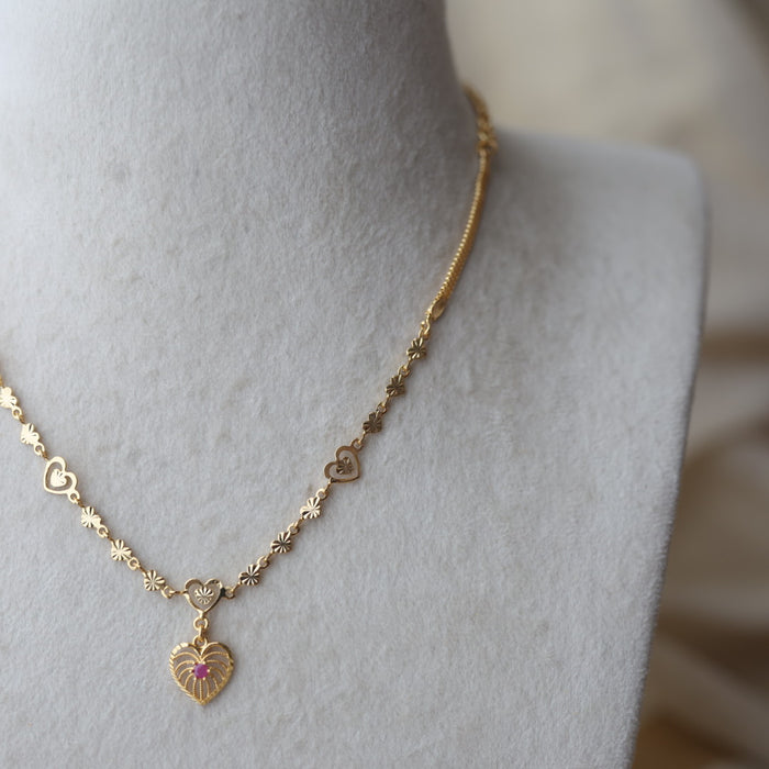 Heritage gold plated short necklace H2732