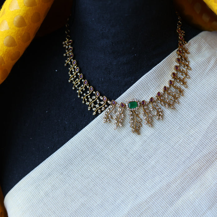 Antique multi stone short necklace with earrings TTS4357
