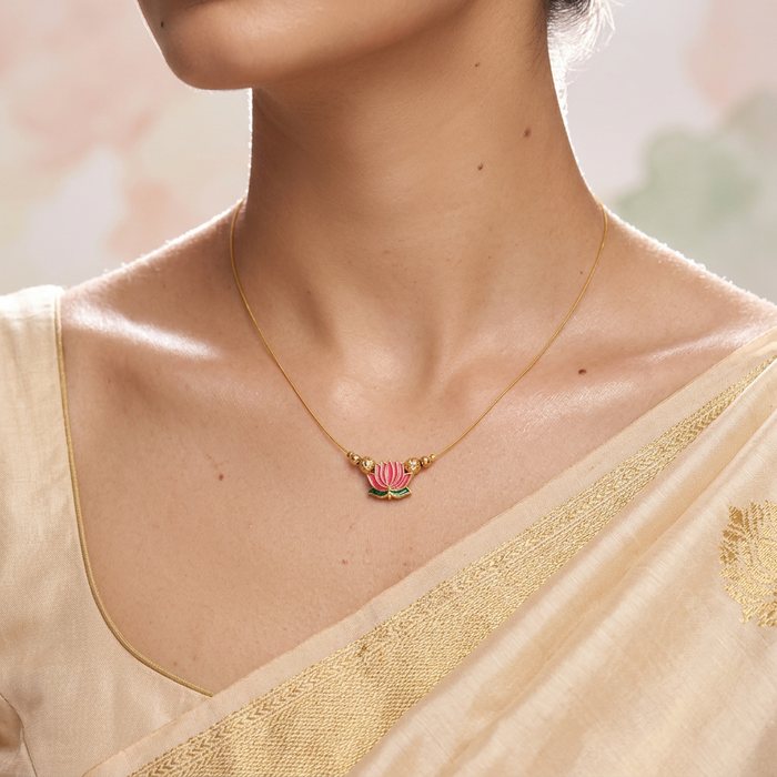 Heritage ruby stone invisible short necklace IN986
