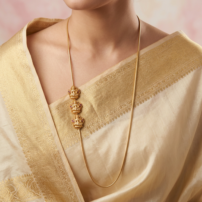 Antique gold temple design kodi chain HC457