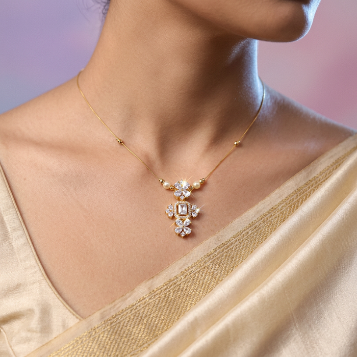 Heritage gold plated invisible short necklace IN902