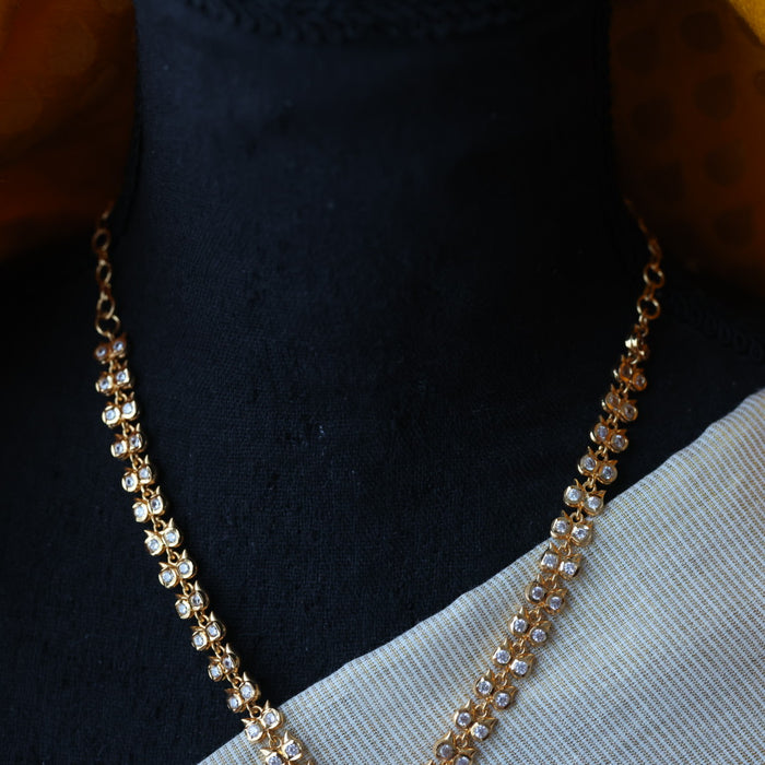 Heritage gold plated white stone padakam short necklace H6652