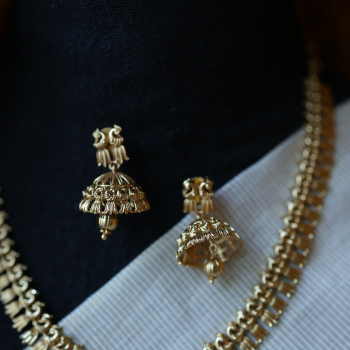 Antique gold simple short necklace with earrings TTS4356