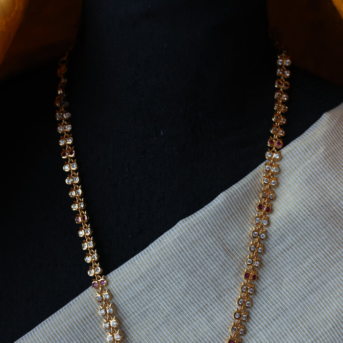 Heritage gold plated ruby white padakam long necklace HL8422