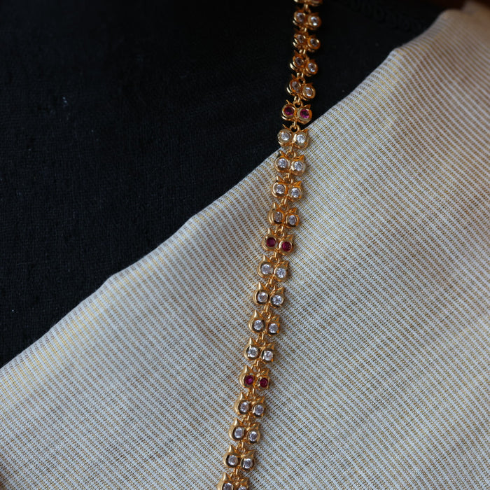 Heritage gold plated ruby white padakam long necklace HL8422