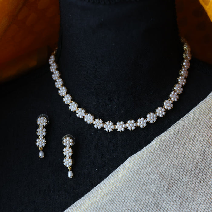 Padmini Heritage gold plated pearl short necklace H0046