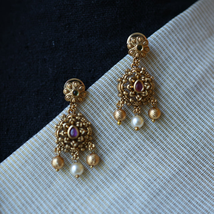 Antique multi stone long necklace with earrings LL033567