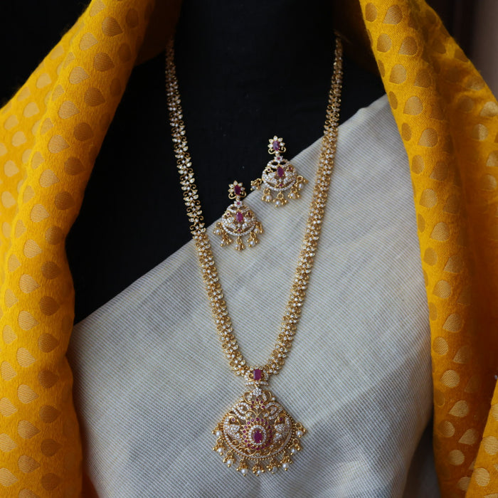 Heritage gold plated long necklace and earrings HL634