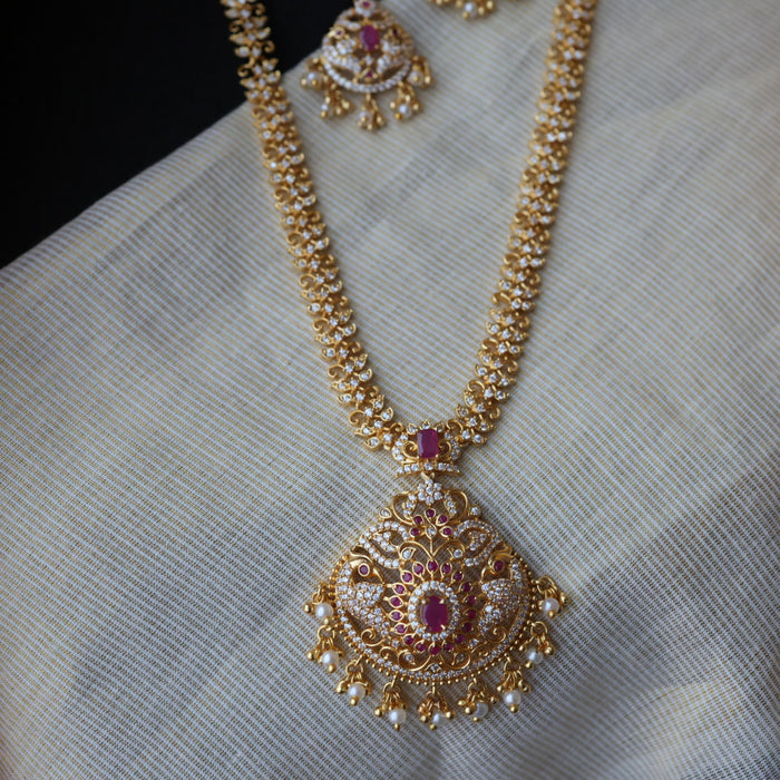 Heritage gold plated long necklace and earrings HL634