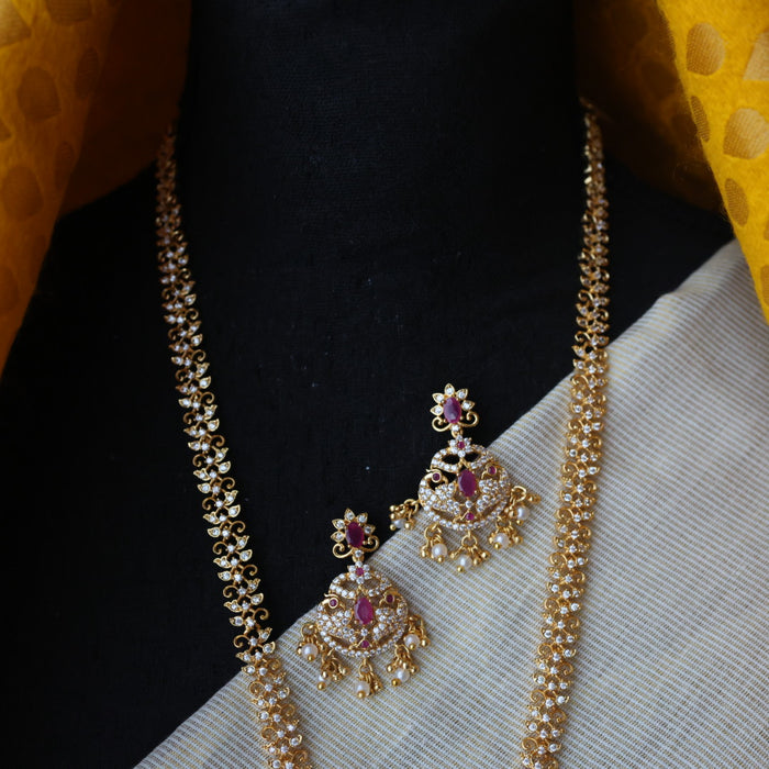 Heritage gold plated long necklace and earrings HL634