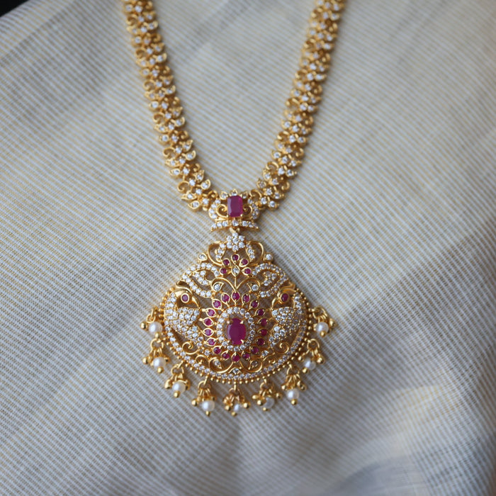 Heritage gold plated long necklace and earrings HL634