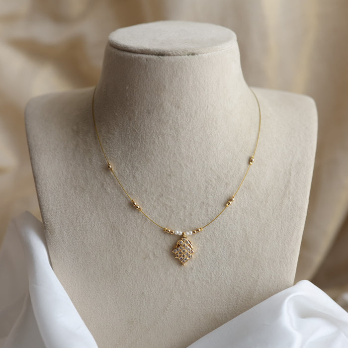Heritage gold plated invisible short necklace IN6478