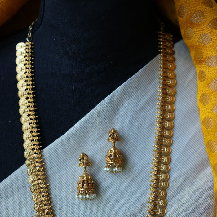 Antique gold coin long necklace with earrings / waistchain