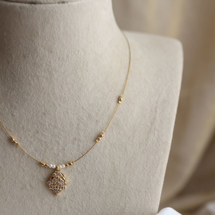 Heritage gold plated invisible short necklace IN6478