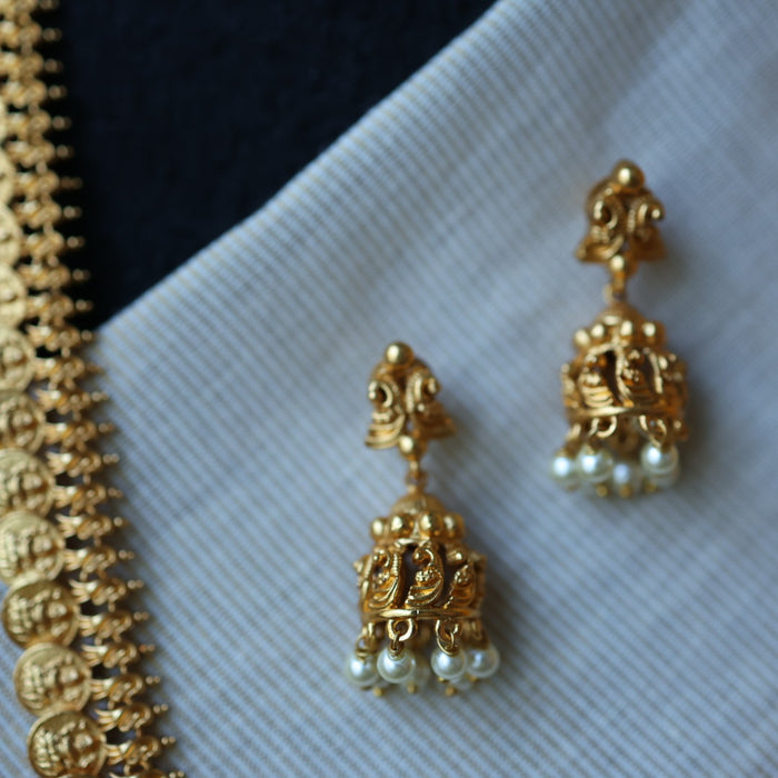 Antique gold coin long necklace with earrings / waistchain