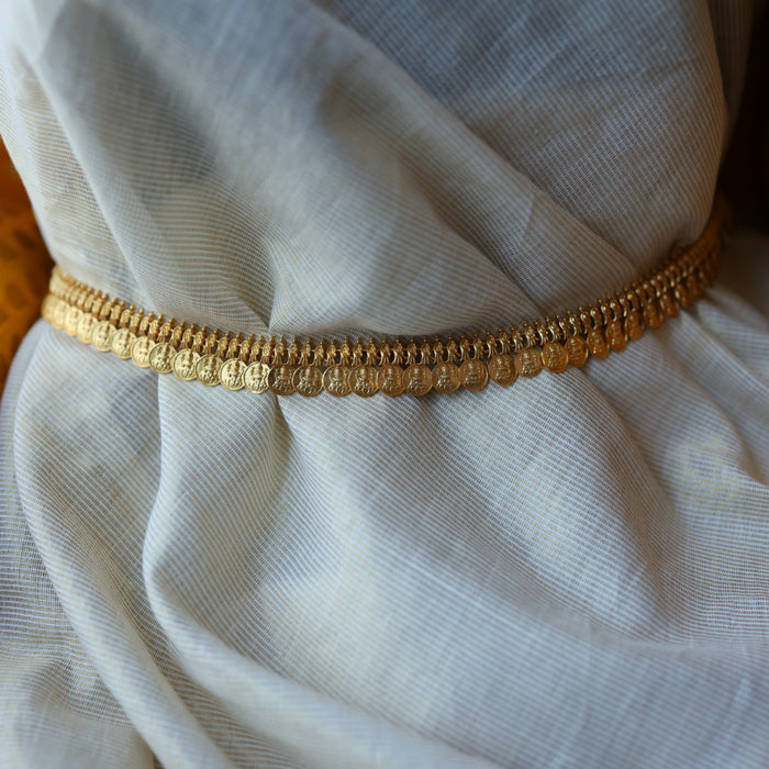Antique gold coin long necklace with earrings / waistchain