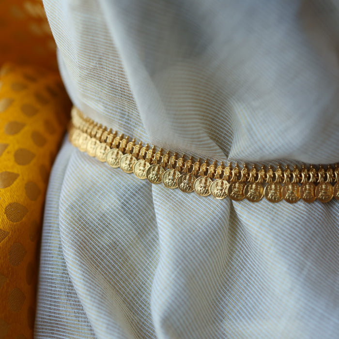 Antique gold coin long necklace with earrings / waistchain