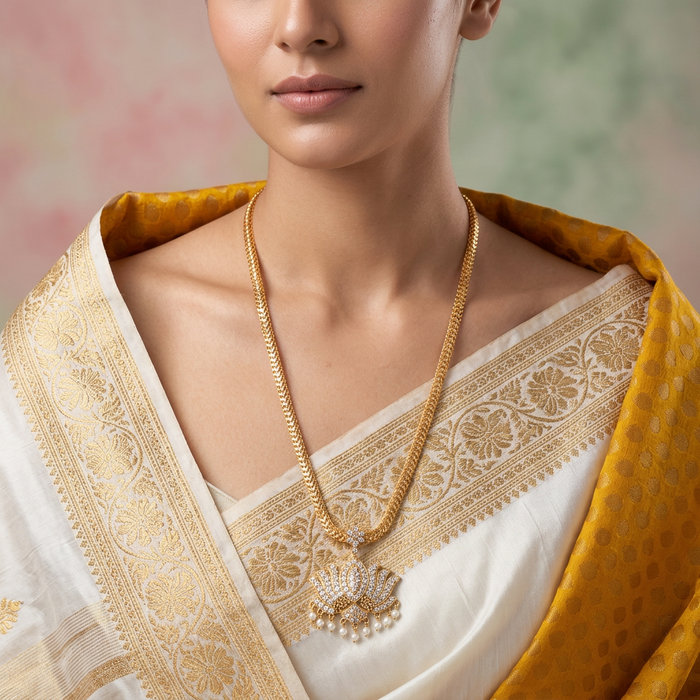 Heritage gold plated padakam long necklace HP6341
