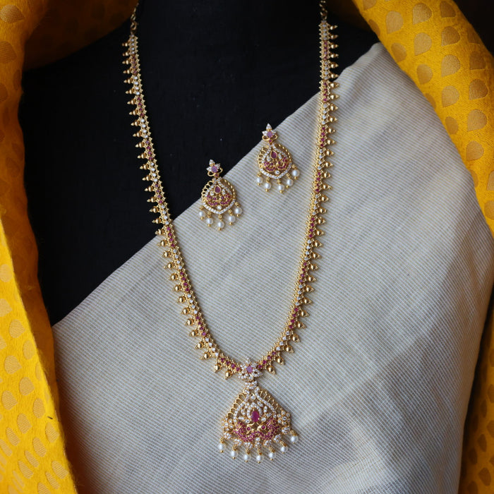 Heritage gold plated long necklace and earrings HL6342