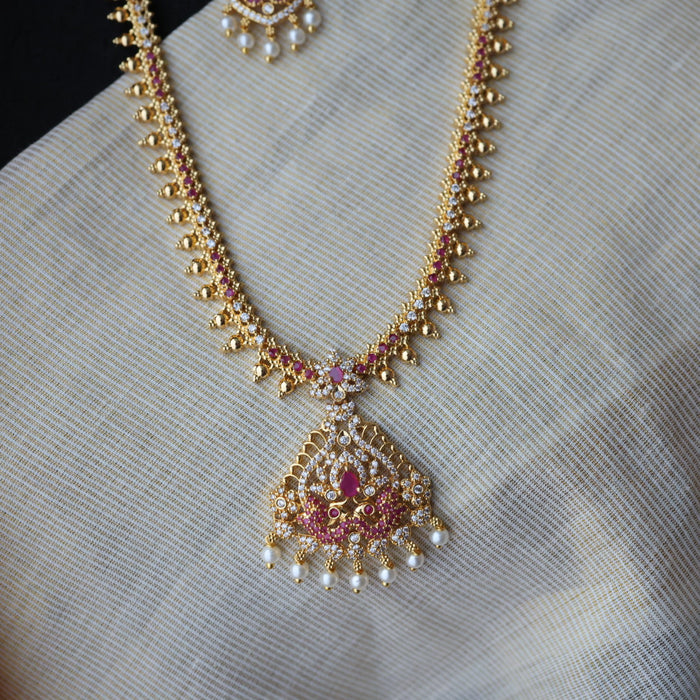 Heritage gold plated long necklace and earrings HL6342
