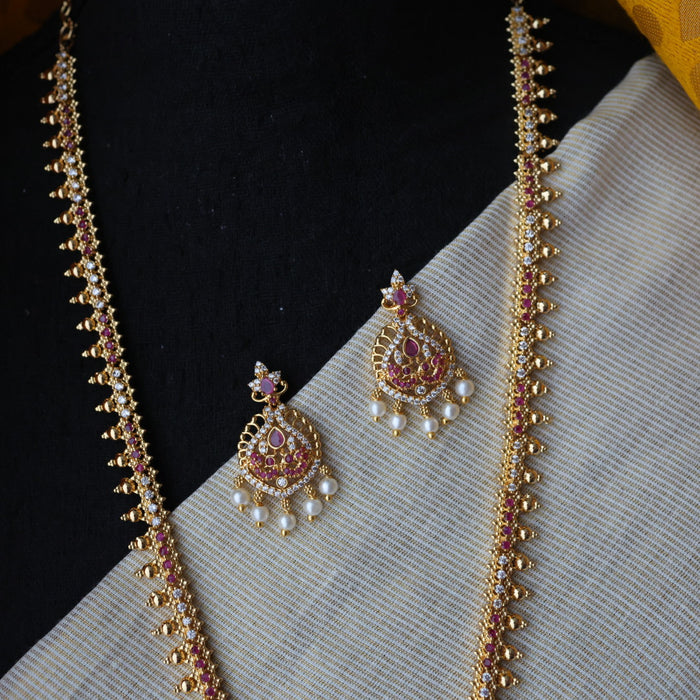 Heritage gold plated long necklace and earrings HL6342