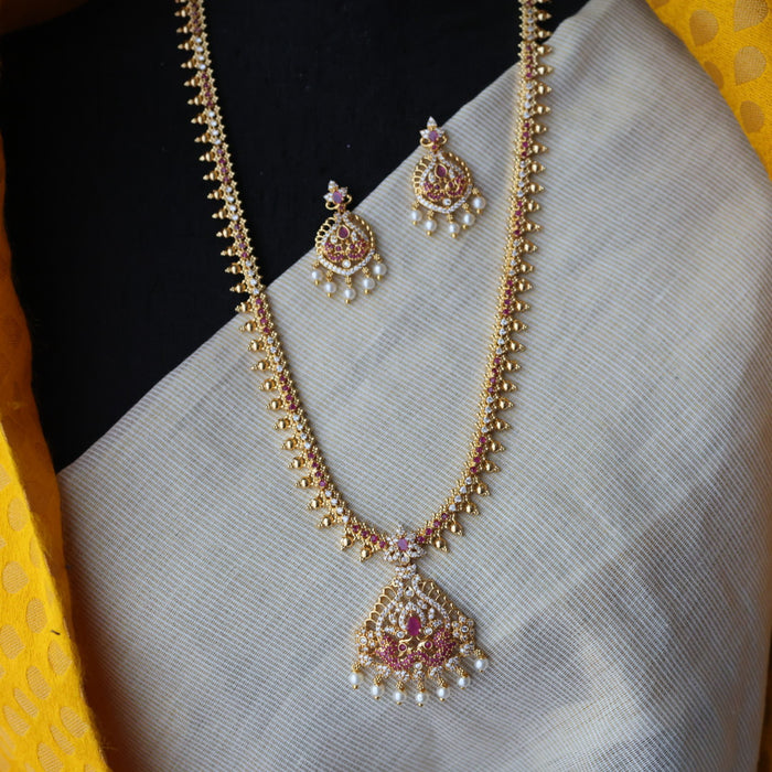 Heritage gold plated long necklace and earrings HL6342