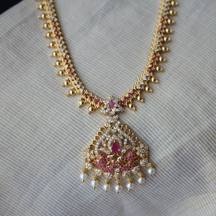 Heritage gold plated long necklace and earrings HL6342
