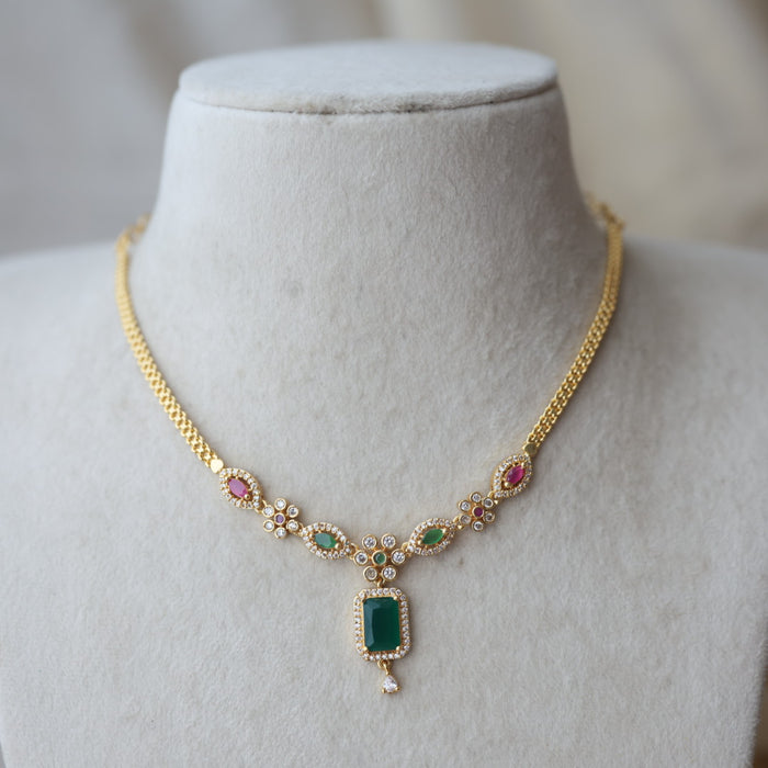 Heritage gold plated multi stone short necklace H3921