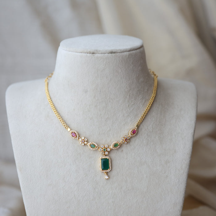 Heritage gold plated multi stone short necklace H3921