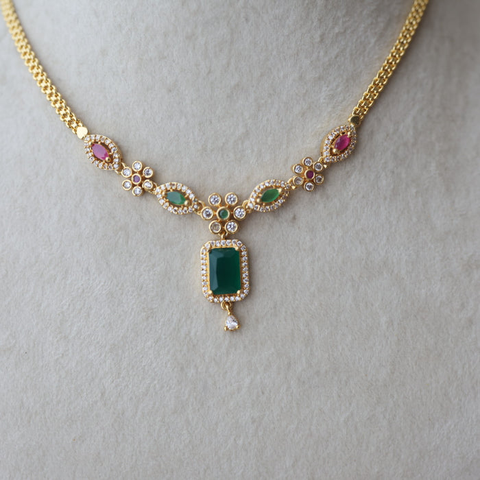 Heritage gold plated multi stone short necklace H3921